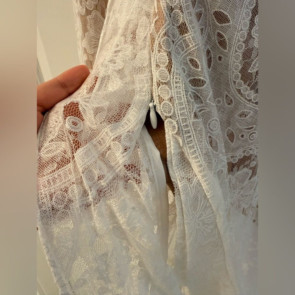NWOT BRONX ADN BANCO Sicilia Ruffle LACE White wedding bridal dress - Picture 9 of 16